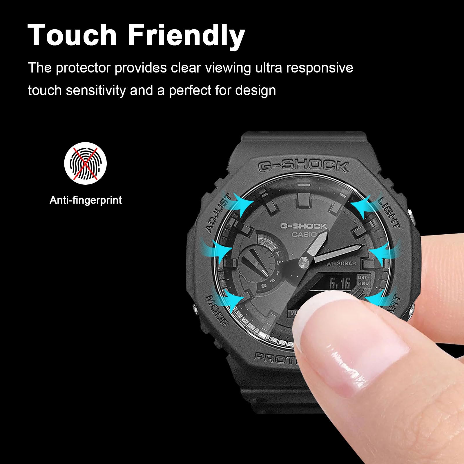 Protector de Pantalla Compatible con Casio G-Shock GA-B2100, 4 Piezas Cristal Templado 9H HD Transparente Anti-Arañazos