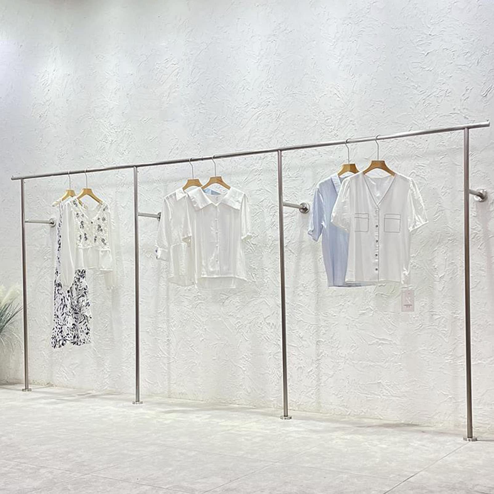 HPTHLY Clothing Store Display Rack Silver Garment Hangers For Retail Creative Clothes Shelves & Towel Hangers Commercial Apparel Showroom Fixtures,Silver-100Cm×160Cm (Silver-350Cm×160Cm)