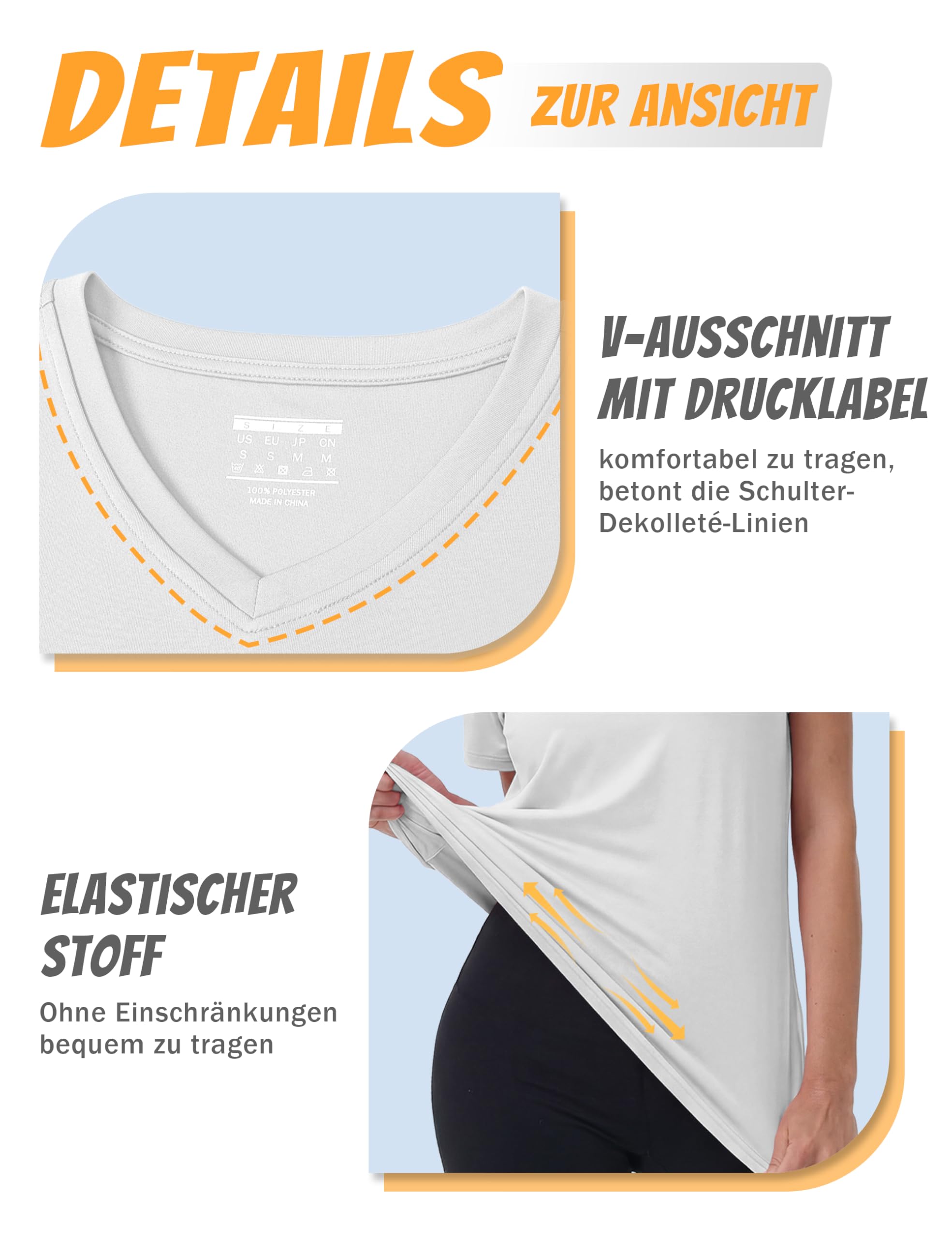 MAGCOMSEN Camisetas Deportivas para Mujer de Manga Corta UPF 50+ V Cuello Transpirable Secado Rápido Top