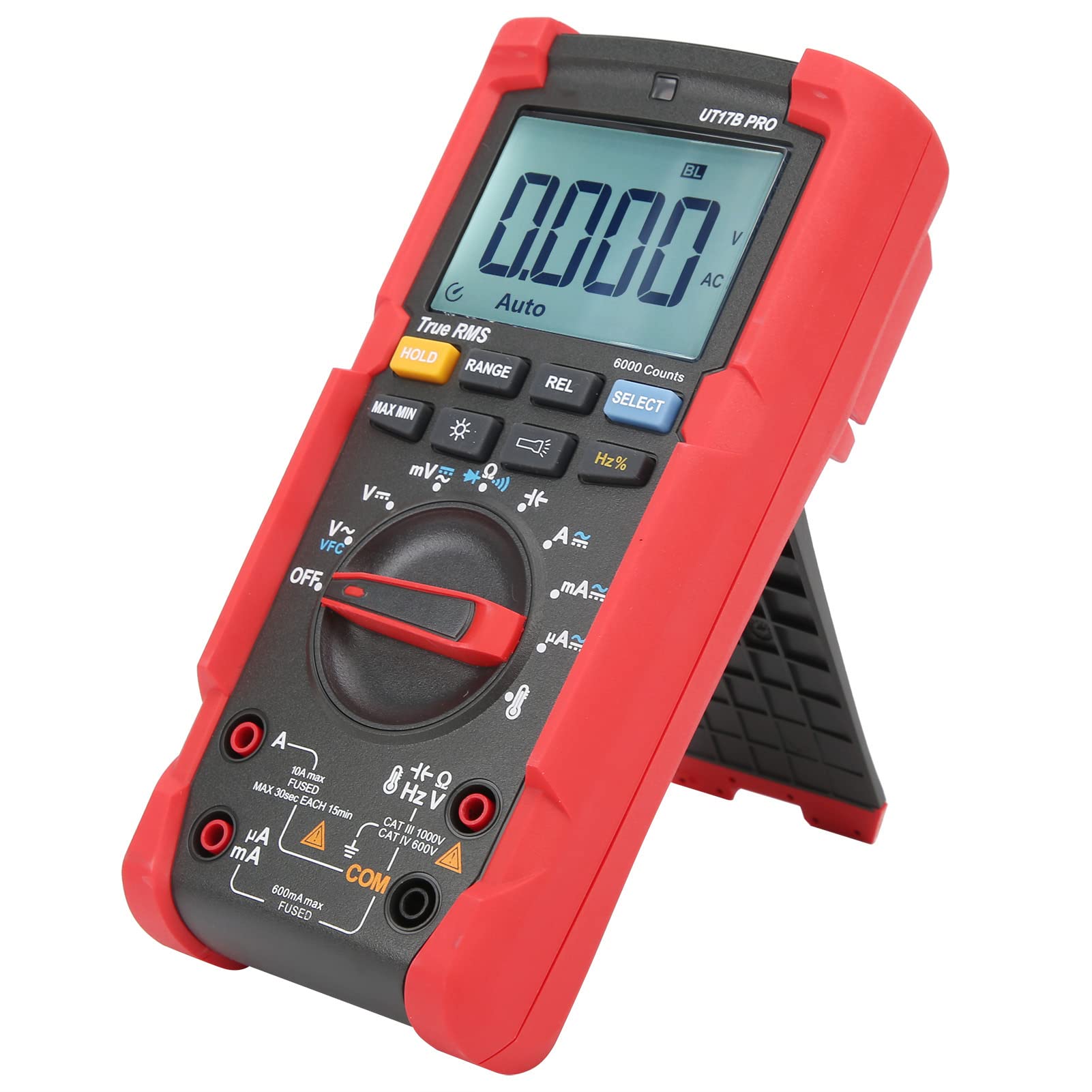 Cocoarm Multimetr Cyfrowy UT17B PRO, Miernik Napięcia ABS True RMS 6000 zliczeń 1000 V 10 A Tester Temperatury dla Elektryków Naprawa Domu Do Użytku Motoryzacyjnego