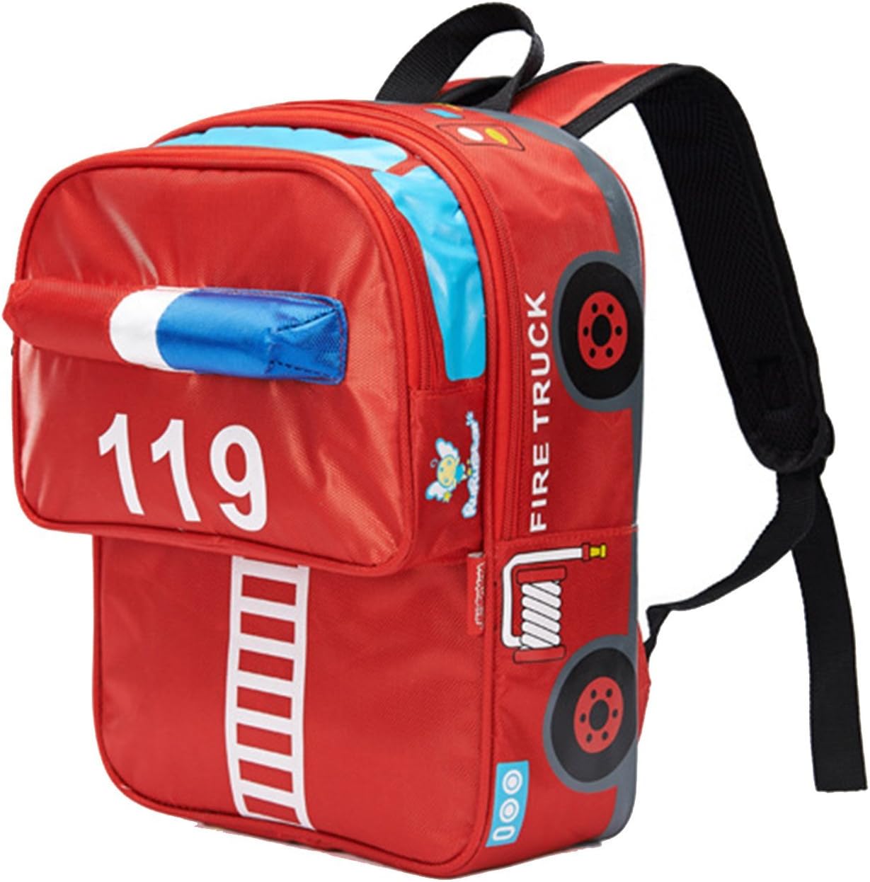 Moonwind Cool Kids Backpack Boys Girls Waterproof School Book Bag for Elementary (Red Fire Truck)