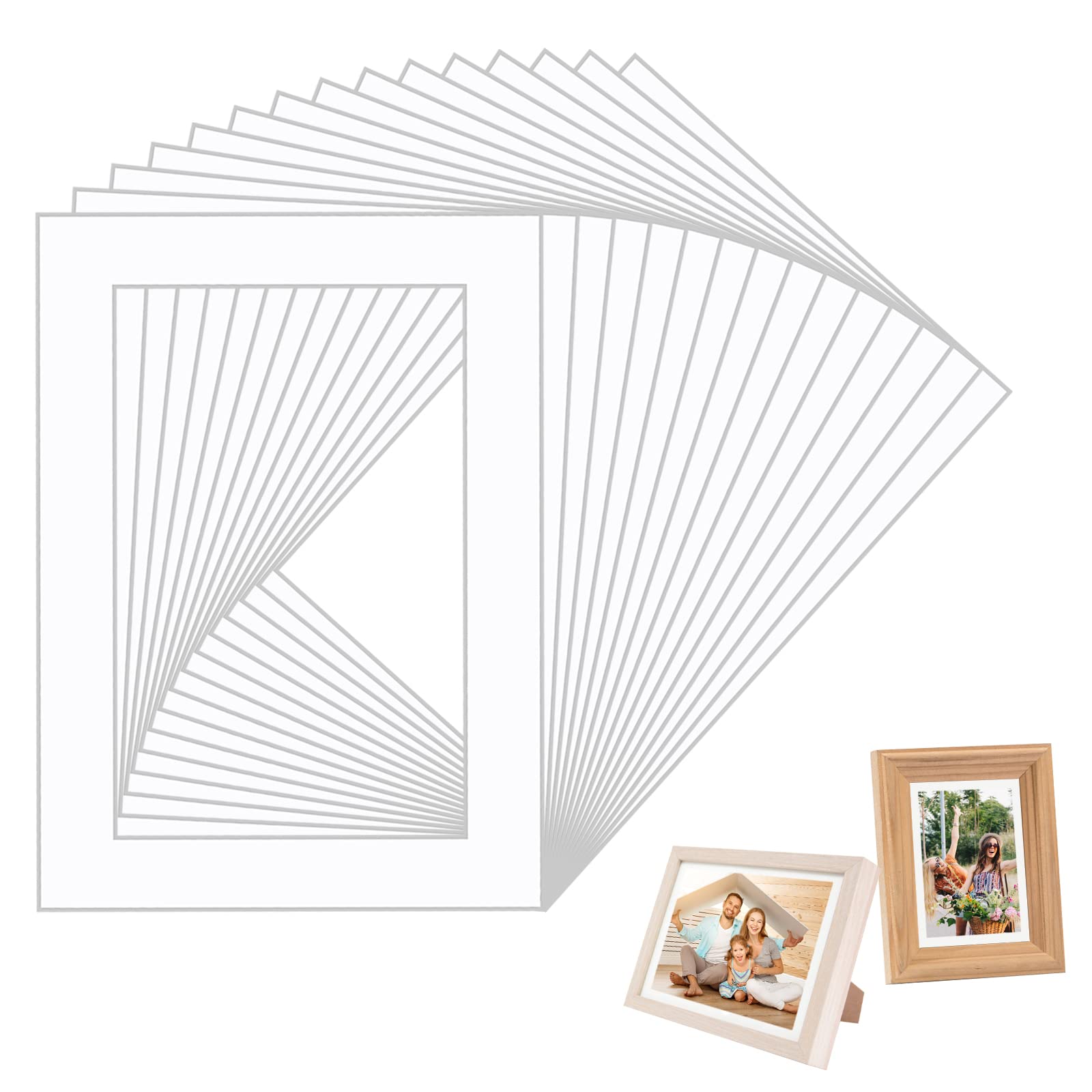 Set di 15 passepartout bianco pretagliato, 12,7 x 17,8 cm, senza acidi, cornici opache per foto da 10,2 x 15,2 cm, cornice portafoto smussata per foto, stampe, opere d'arte
