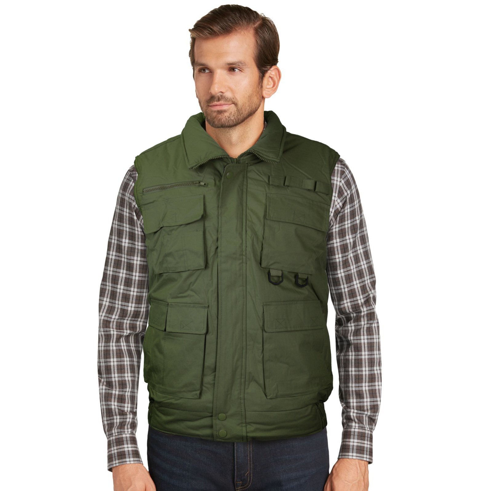 vkwear Men's Multi Pocket Zip Up Military Fishing Hunting Utility Tactical Vest (Large, Green)