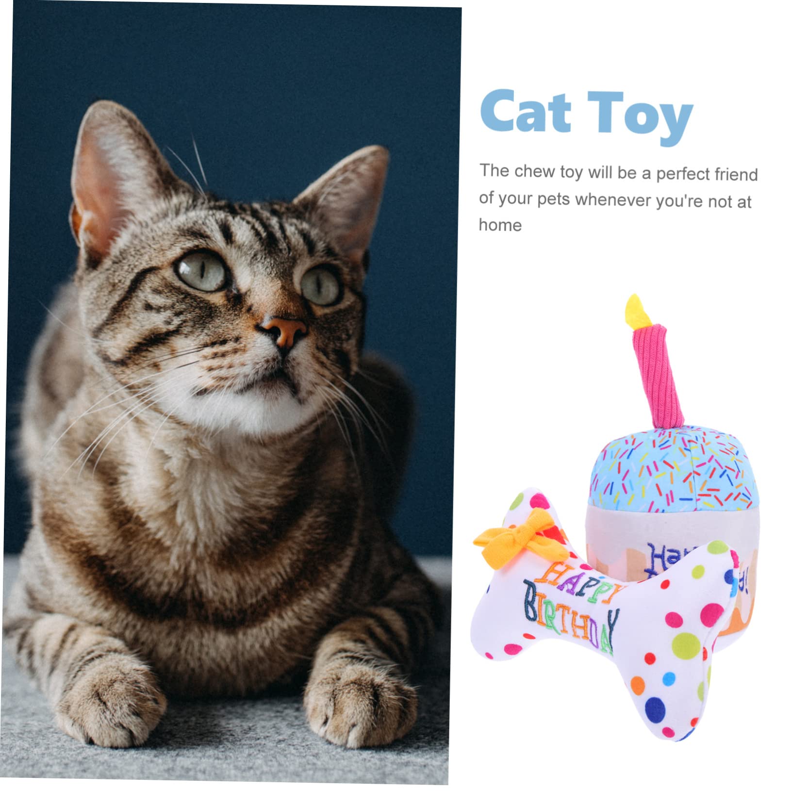 INOOMP 8pièces Jouets Peluche pour Chats Gâteau Anniversaire Et Brodé Jouets Squeaky Amusants pour Chats Intérieur pour Jeu Et Intelligence Feline
