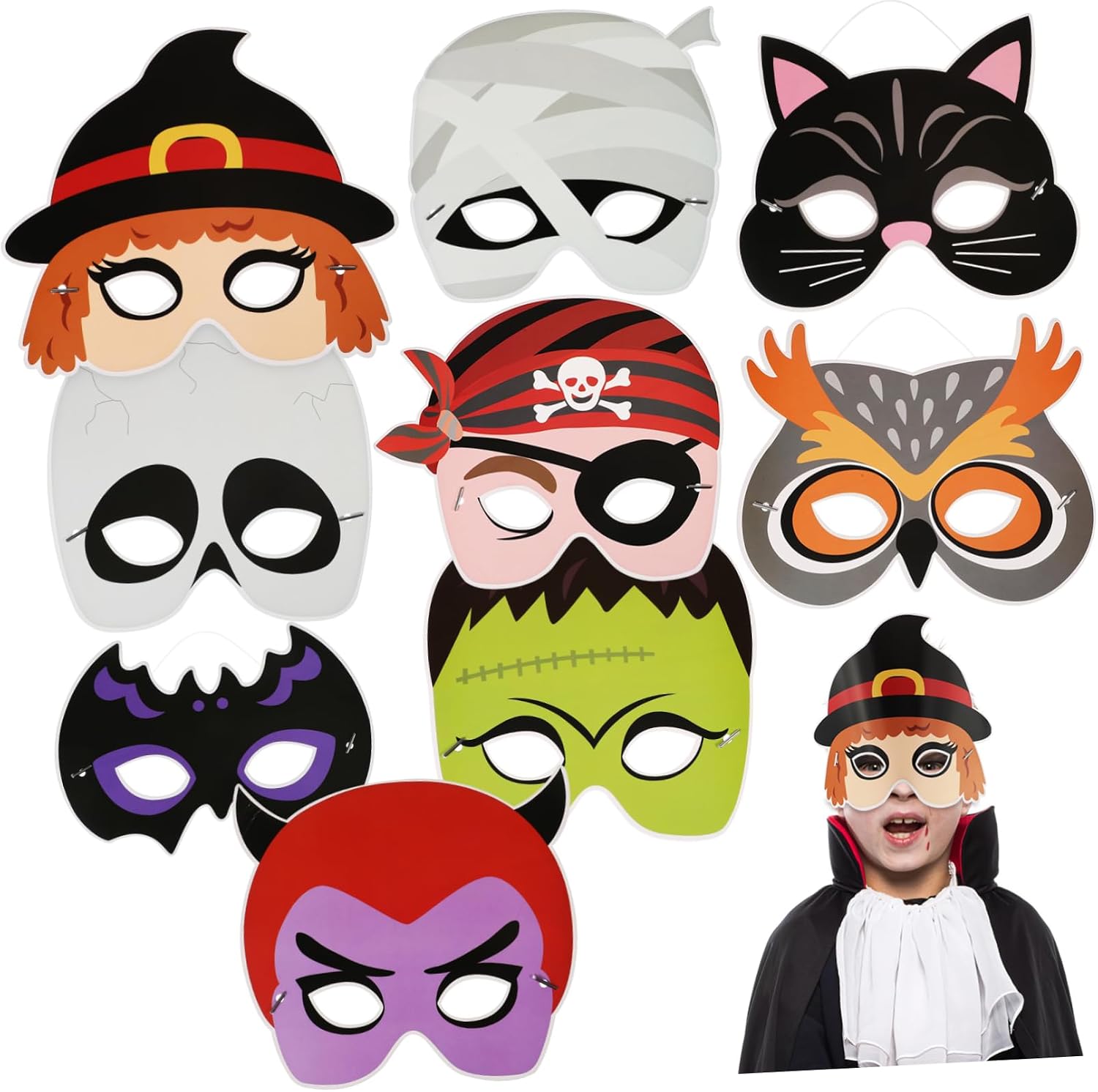 9pcs Halloween Cosplay Masks Elastic for Parties Unique Festival Props for Masquerade and Cosplay Events