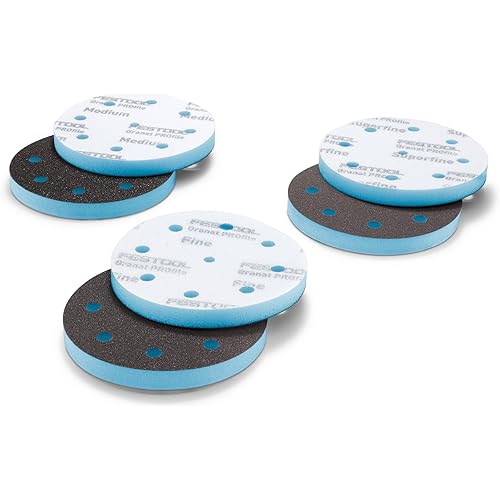 Festool 578799 Granat PRO 5" (125 mm) Profile Sanding Disc Set – 10 Pack | Flexible Foam Abrasive for Contours, Moldings & Curved Surfaces | Hook & Loop, Mixed Grits, 1/2" Foam Backing