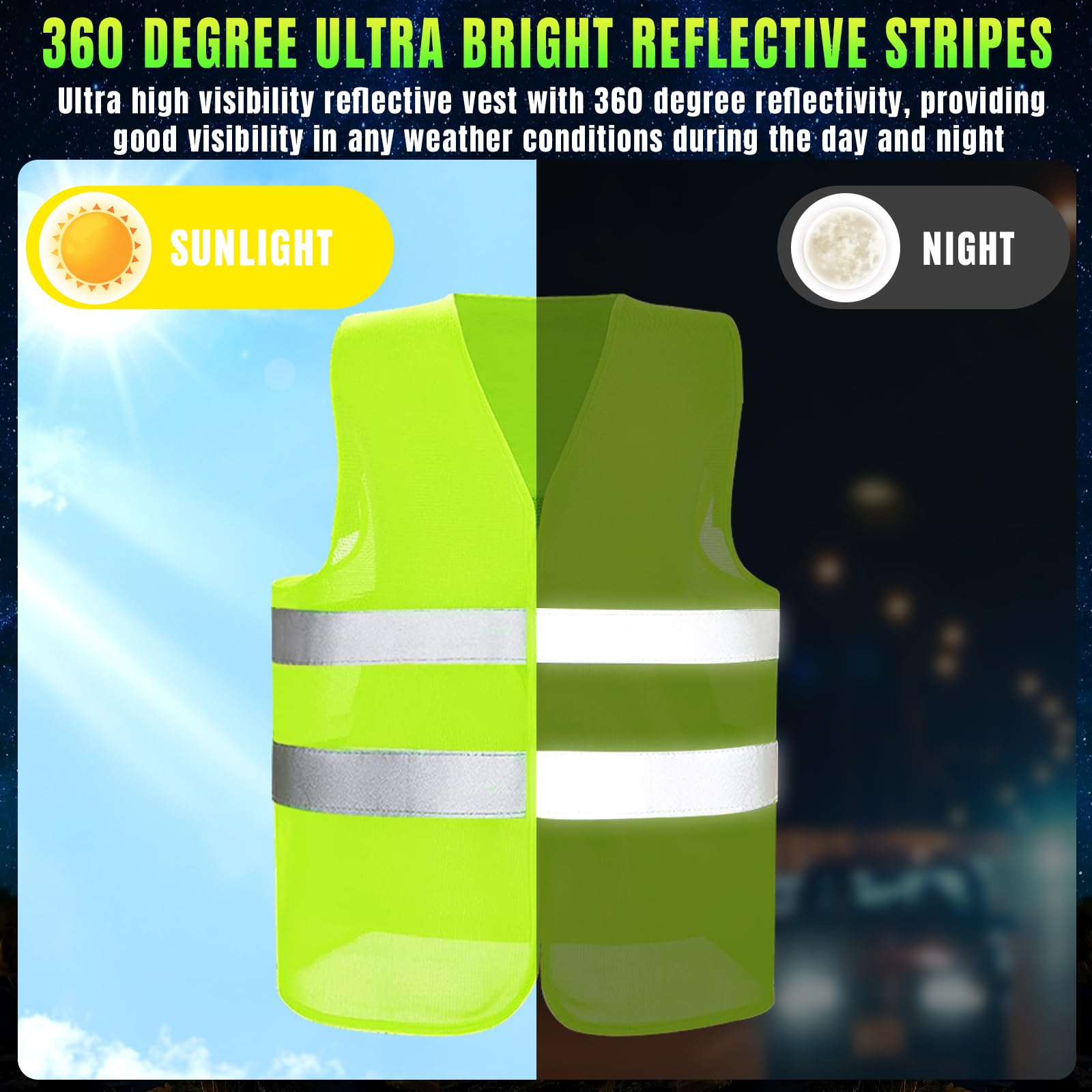 GRIRDDIV 6 Chaleco Reflectante Homologado Set, Chalecos Reflectantes Seguridad, Reflectantes para Coche, de Seguridad de Alta Visibilidad para Conductor, Limpiadores — view 5