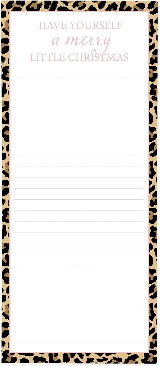 Graphique Cheetah Print Holiday Magnetic Notepad | 100 Tear-Away Sheets | Grocery, Shopping, To-Do List | Writing Pad for Fridge, Kitchen, Office |Lined Paper | Great Gift | 4” x 9.25”