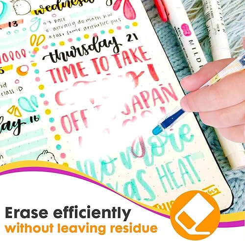 Miniatura 3 de Bolígrafos de gel borrables, 6 bolígrafos retráctiles de dibujos animados borrables, de punta fina de 0.020 in, hacen desaparecer los errores, tinta