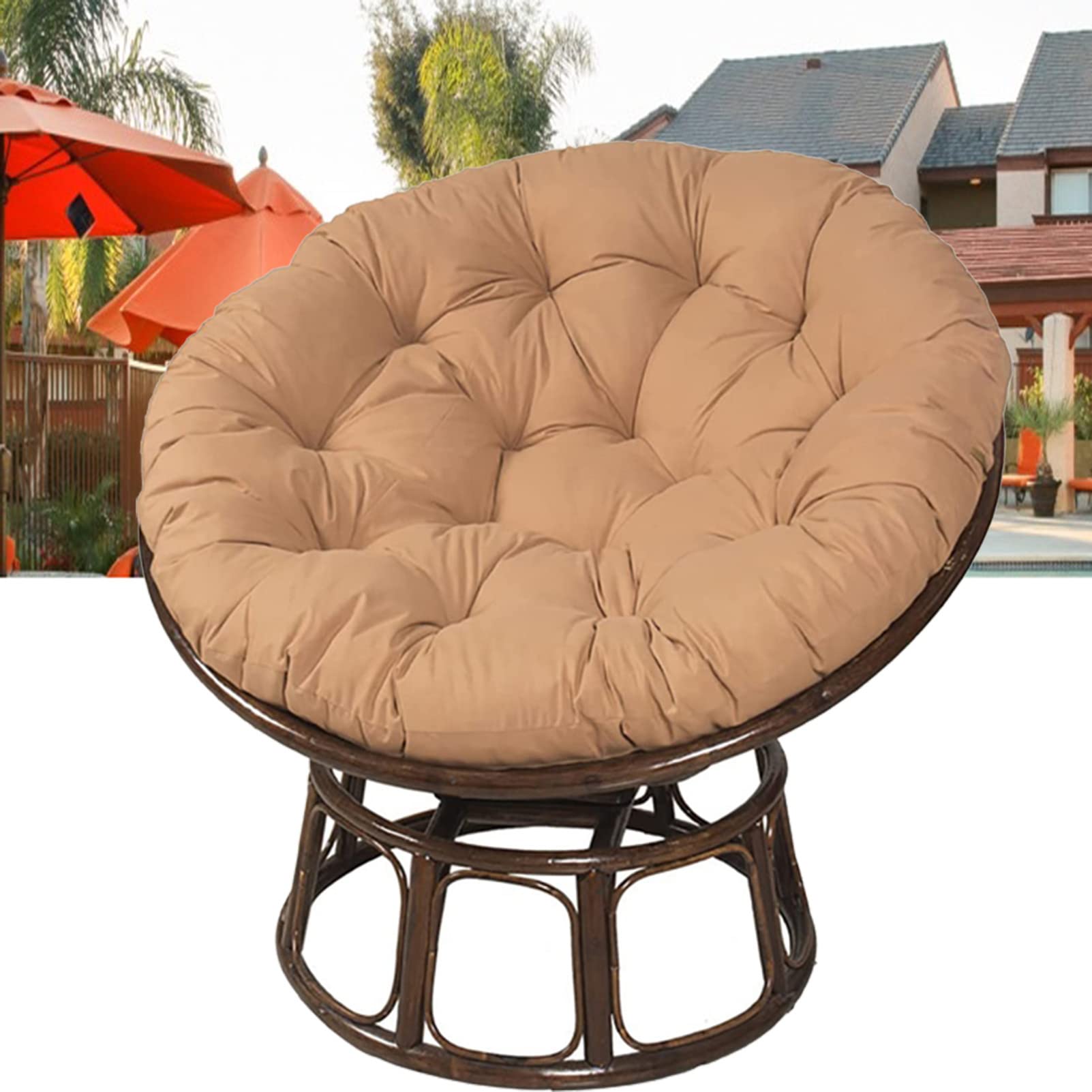 Coussin de chaise rond imperméable 100 x 100 cm amovible extérieur