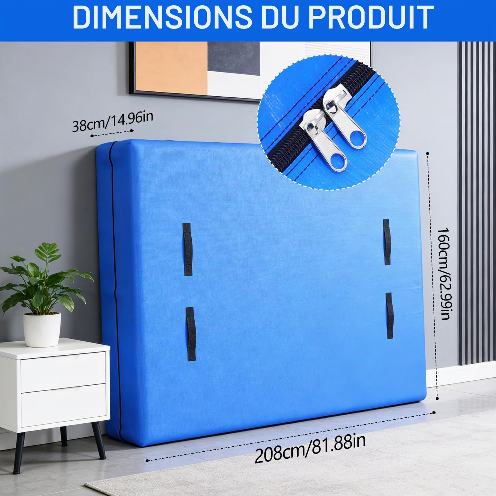 Housse de Déménagement Matelas, Housse de Protection Matelas pour Déménagement et Stockage Imperméable Indéchirable Équipée de 8 Poignées Renforcées et d'une Fermeture Éclair (160 x 200 cm)