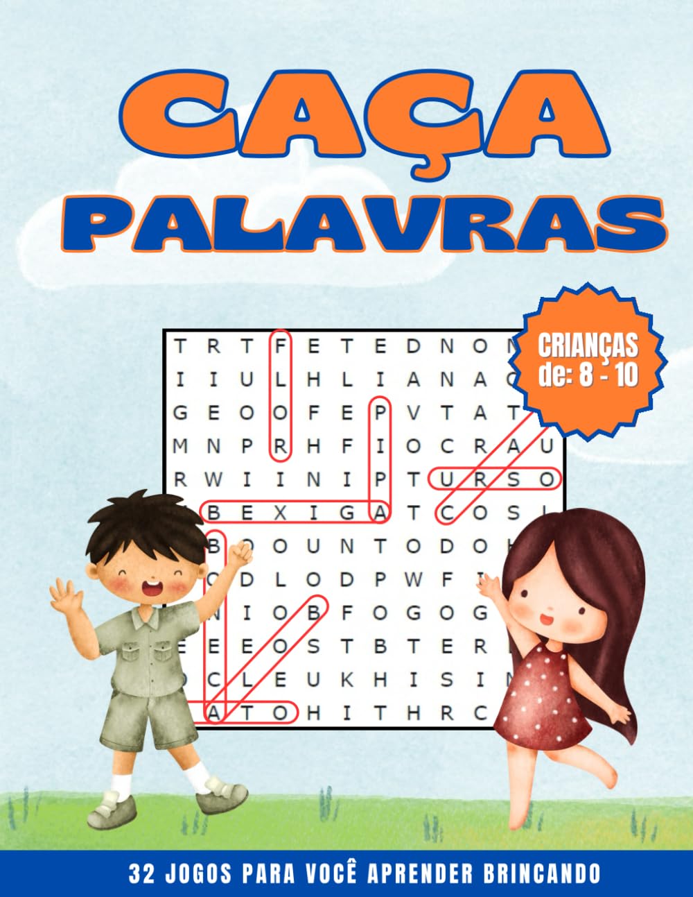 Caça-Palavras para Crianças de 8 a 10 anos.: 32 Jogos para aprender brincando.