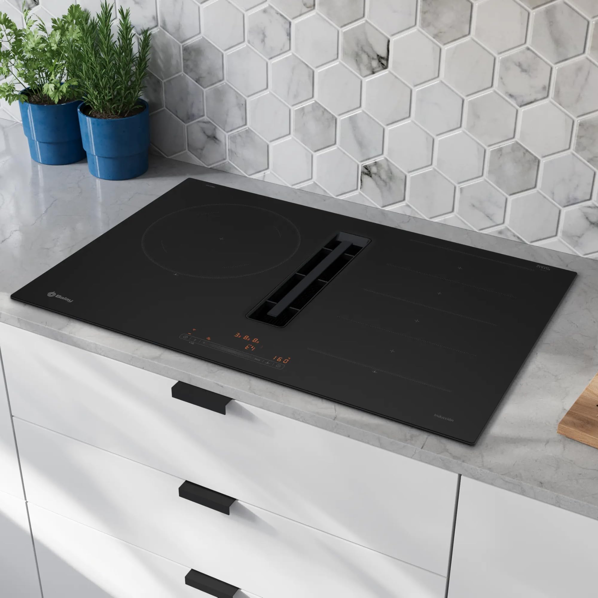 Balay, Placa de Inducción con extractor integrado, negro mate, 3EBC989MH