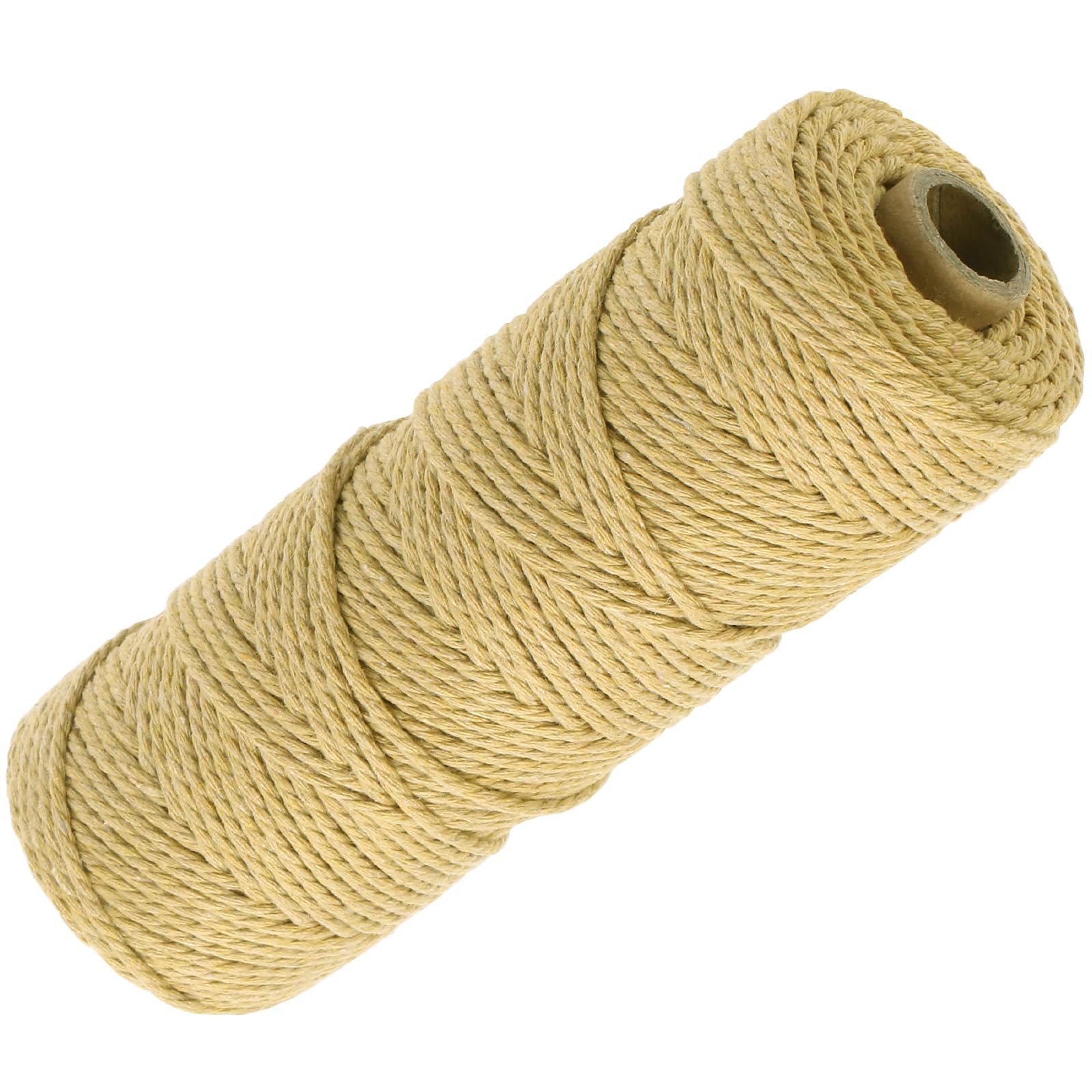 GOHOF Premium Cotton Macrame Cord, 2mm x 100m, 3 Strand Twisted, Soft, Durable, Dark Khaki