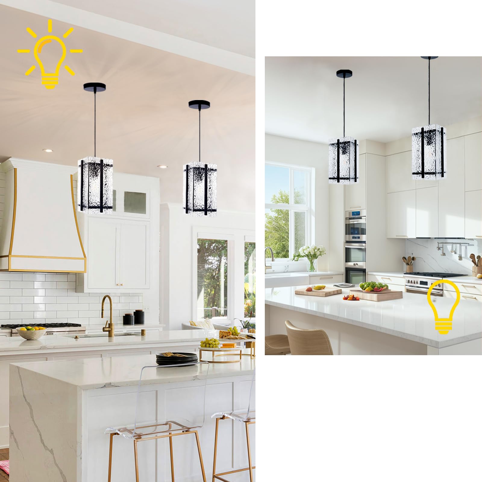 Kitchen Ripple Modern Island Lighting Modern Black Square Pendant Light With Water ...