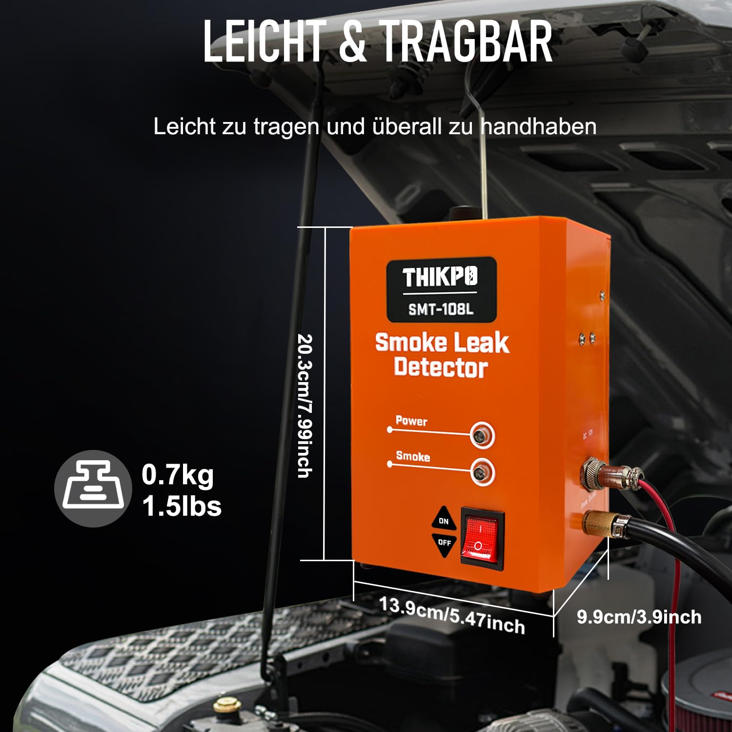 EVAP Nebelmaschine Kfz 12V, Rauchmaschine Lecksuchgerät, Auto Kraftstoffleck Detektoren für Motorräder Schneemobile ATV Leichte Lastwagen Boote