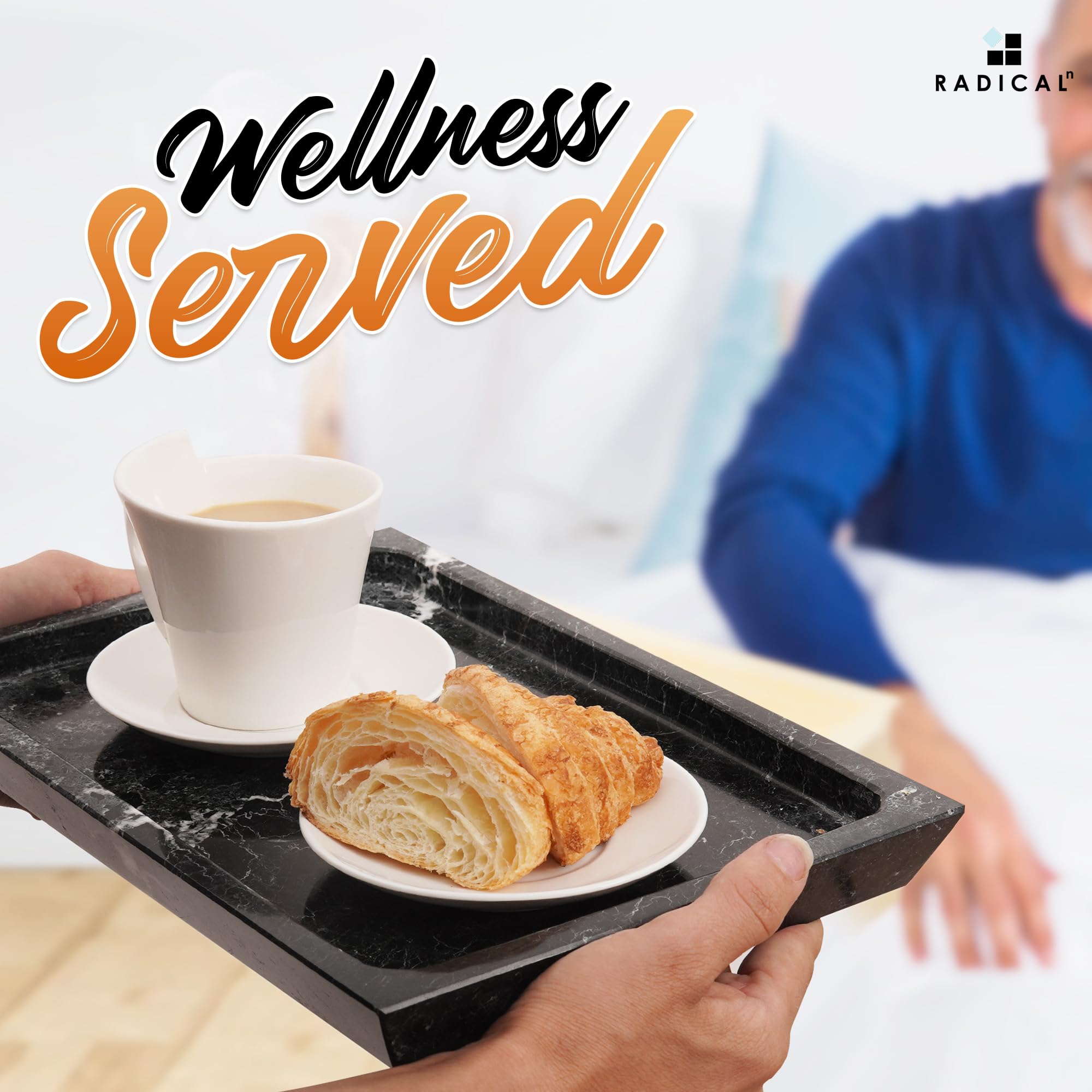 Radicaln 12 Inch Black Marble Serving Tray Handmade Kitchen Counter - Deli Board with Lid, 30.5 x 20.3 x 2.5 cm - Image 4