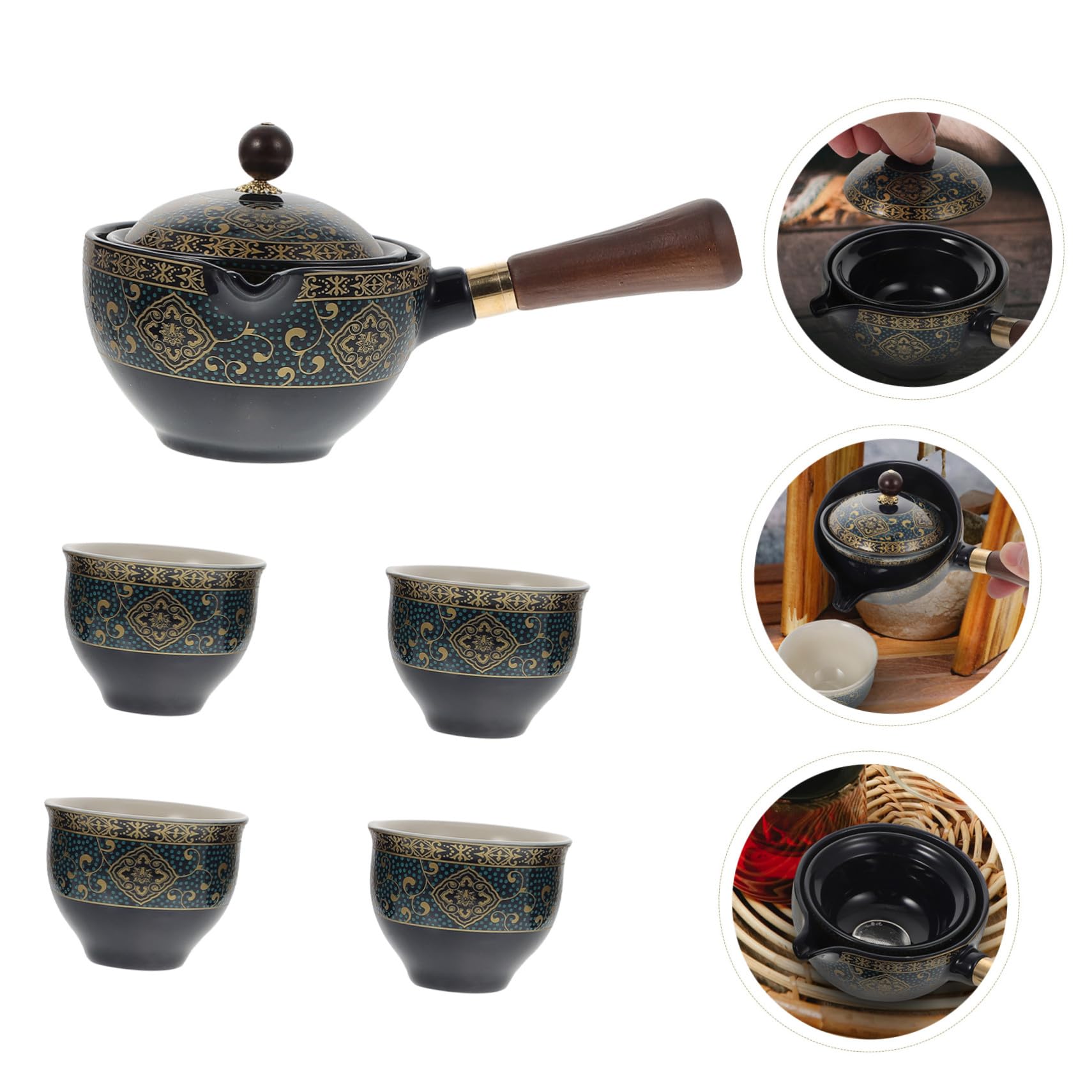 Cabilock Tetera y Diseño Cómodo Capacidad Moderada de Cerámica Mango Lateral Fácil de Usar para Preparar Té en Casa para Infusiones Tradicionales