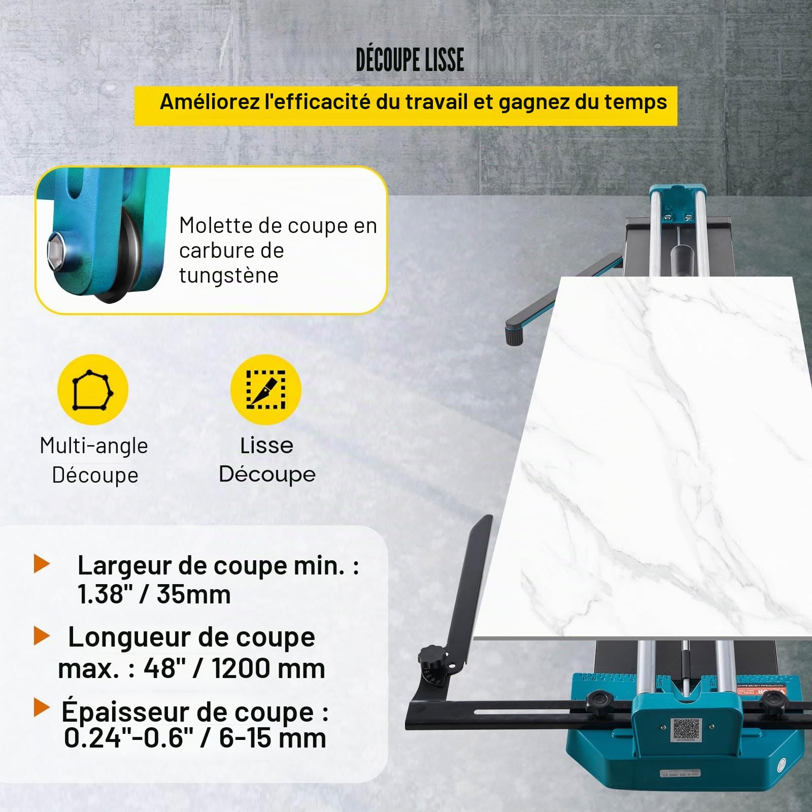 BestEquip Coupe-carreaux manuel 120cm en acier, pour couper les matériaux en pierre y compris les carreaux de sol normaux/les polis Bleu
