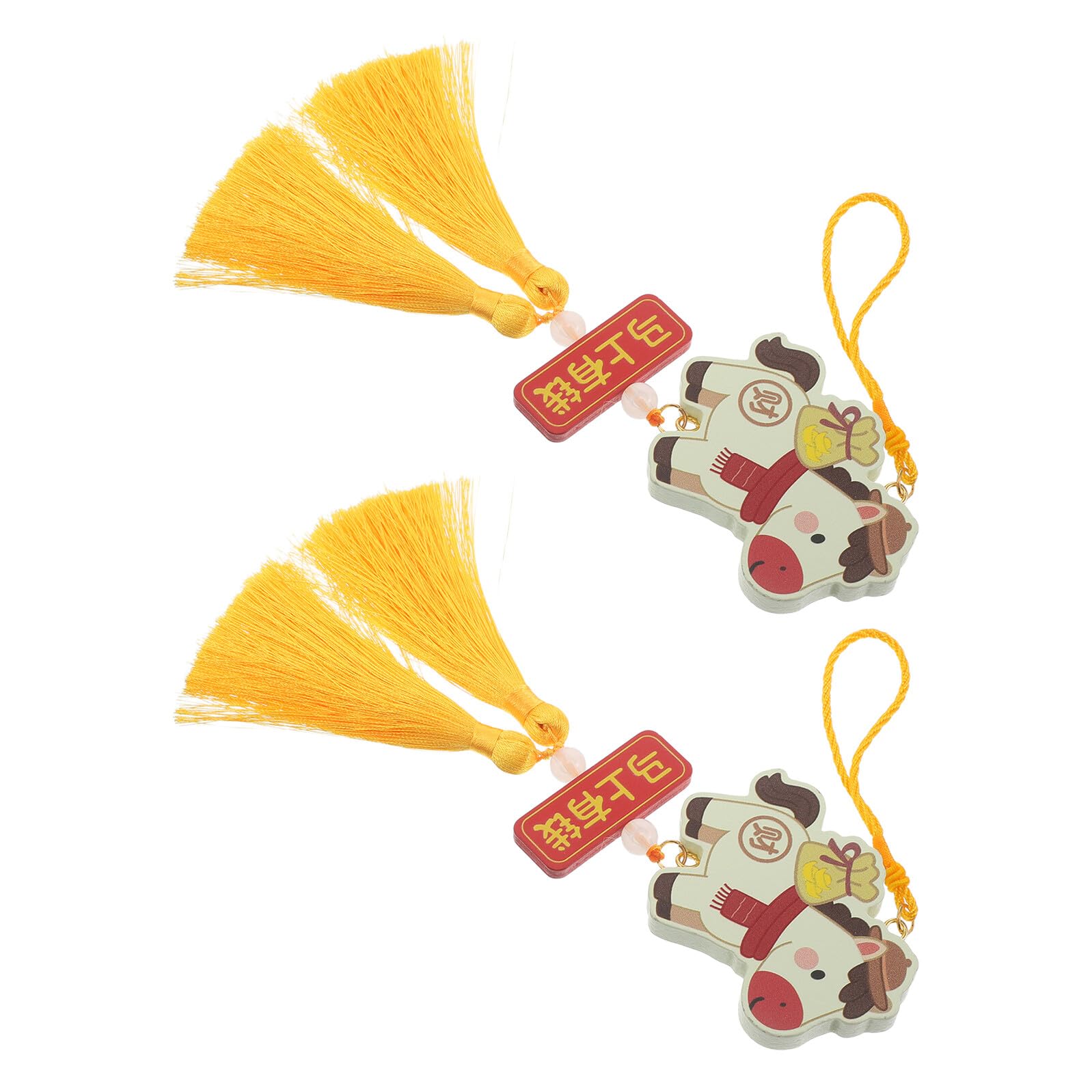 Pendentifs Traditionnels Chinois pour Voiture 2pcs en Bois et Plastique, Décoration Légère et Solide pour Rétroviseur Intérieur, pour Nouvel an Chinois 2026