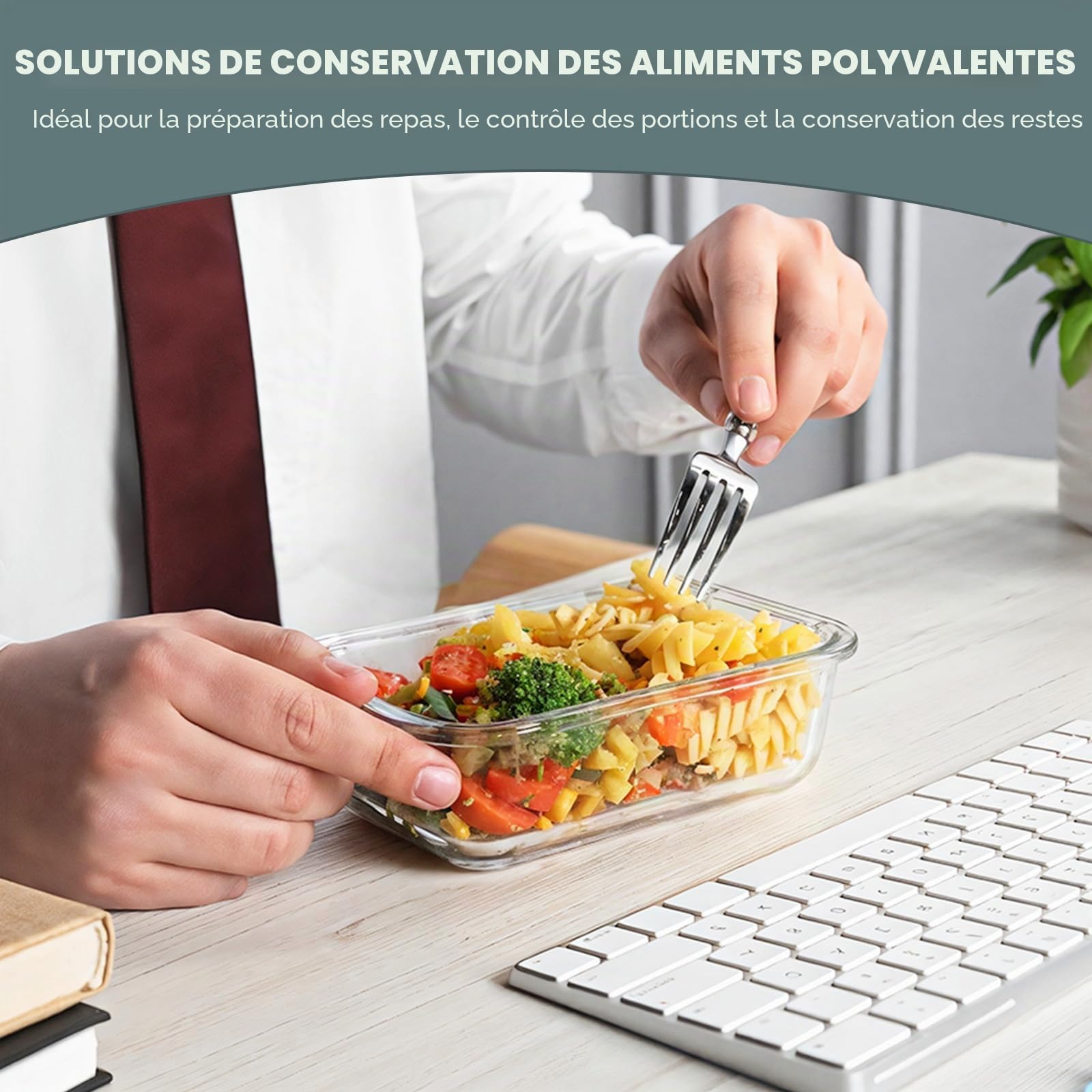 KOMUEE Lot de 10 Boîtes en Verre Alimentaire, Boîtes de Conservation Avec Couvercles Hermétiques, sans BPA, Passant au Congélateur, au Four et au Micro-ondes