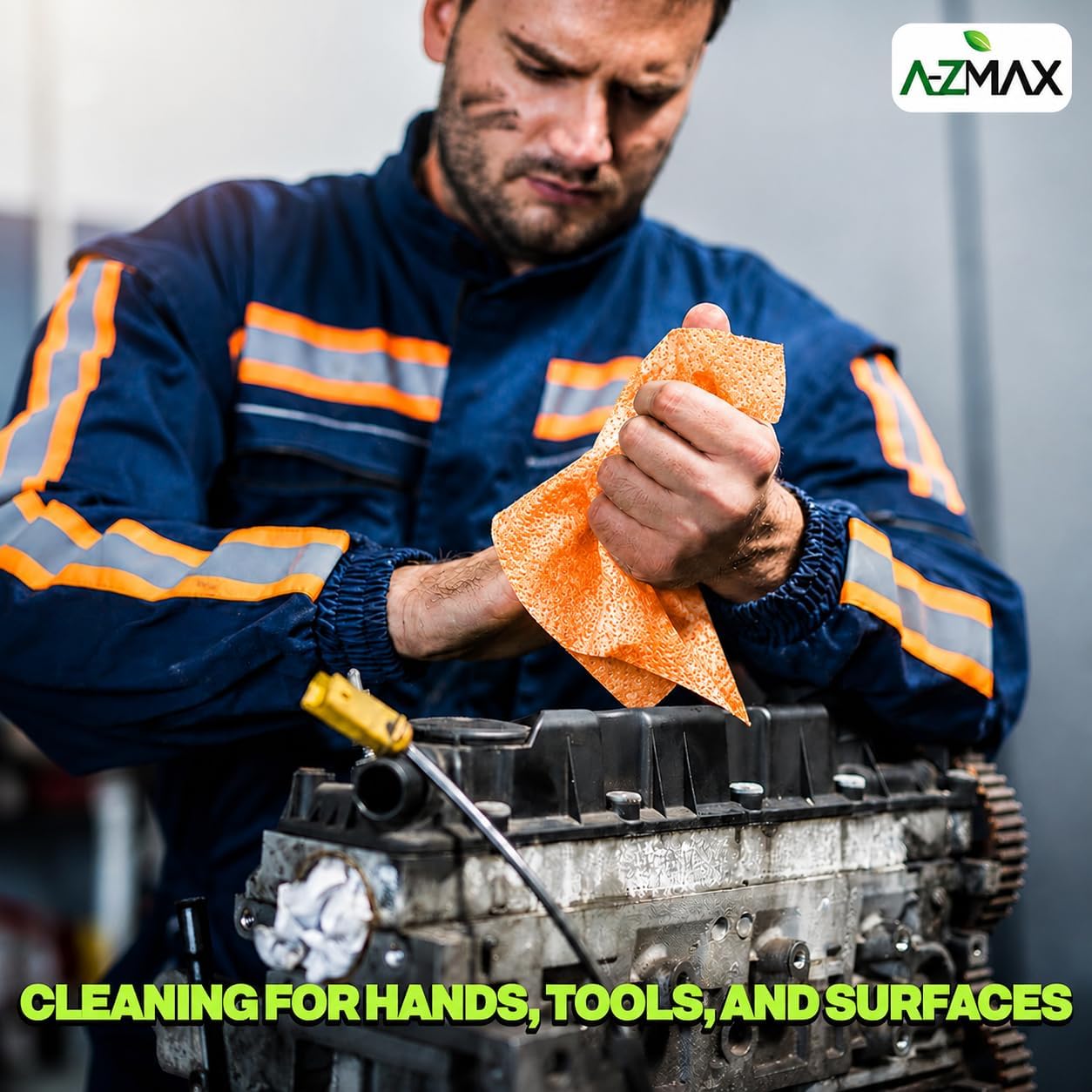 A-Z Max Multi-Surface Cleaning Wipes, 77 Extra Large 12 x 9 Inch Heavy Duty Disposable Clean Wipes for Home Auto Garage, Individually Wrapped Wipes, 2 Pack