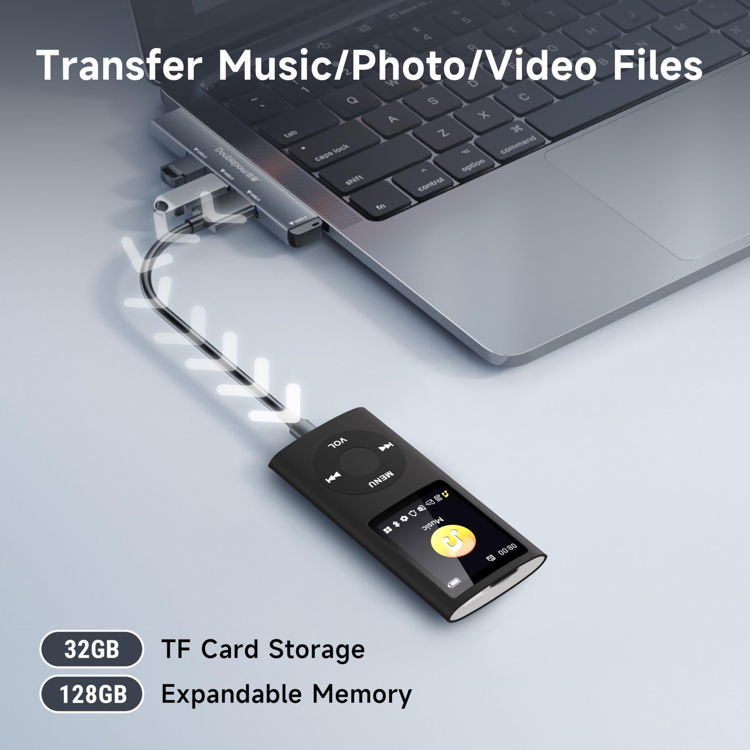 Reproductor de MP3 con Bluetooth 5.2, reproductor de música portátil con tarjeta de memoria de 32 GB, auriculares estéreo, grabadora de voz, vídeo, visor de fotos, libro electrónico para niños, regalo