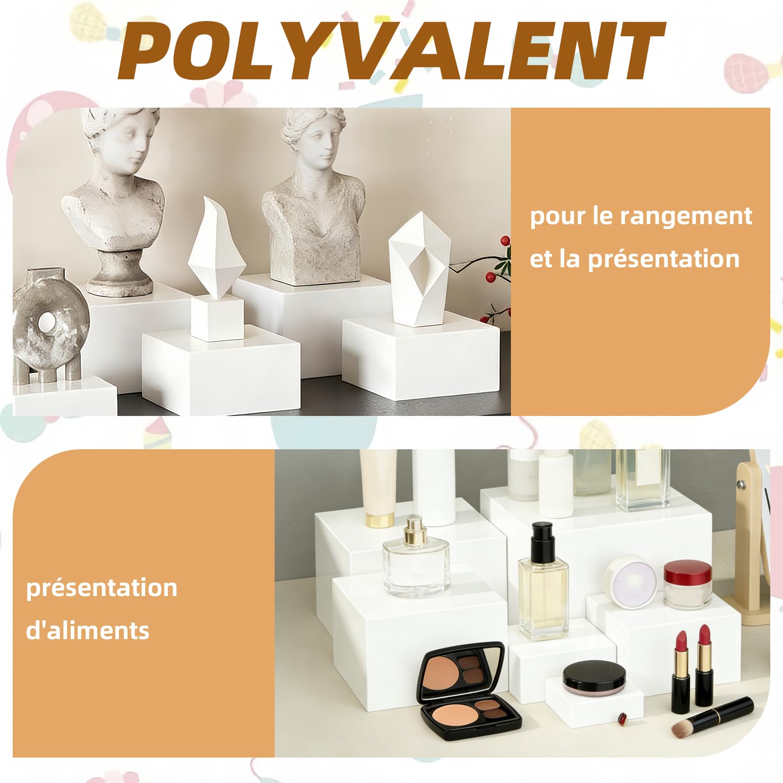 Présentoir à gâteaux en forme de cube en acrylique, étagère de présentation alimentaire blanche creuse, étagère de buffet multifonctionnelle, adaptée pour les cupcakes et les desserts