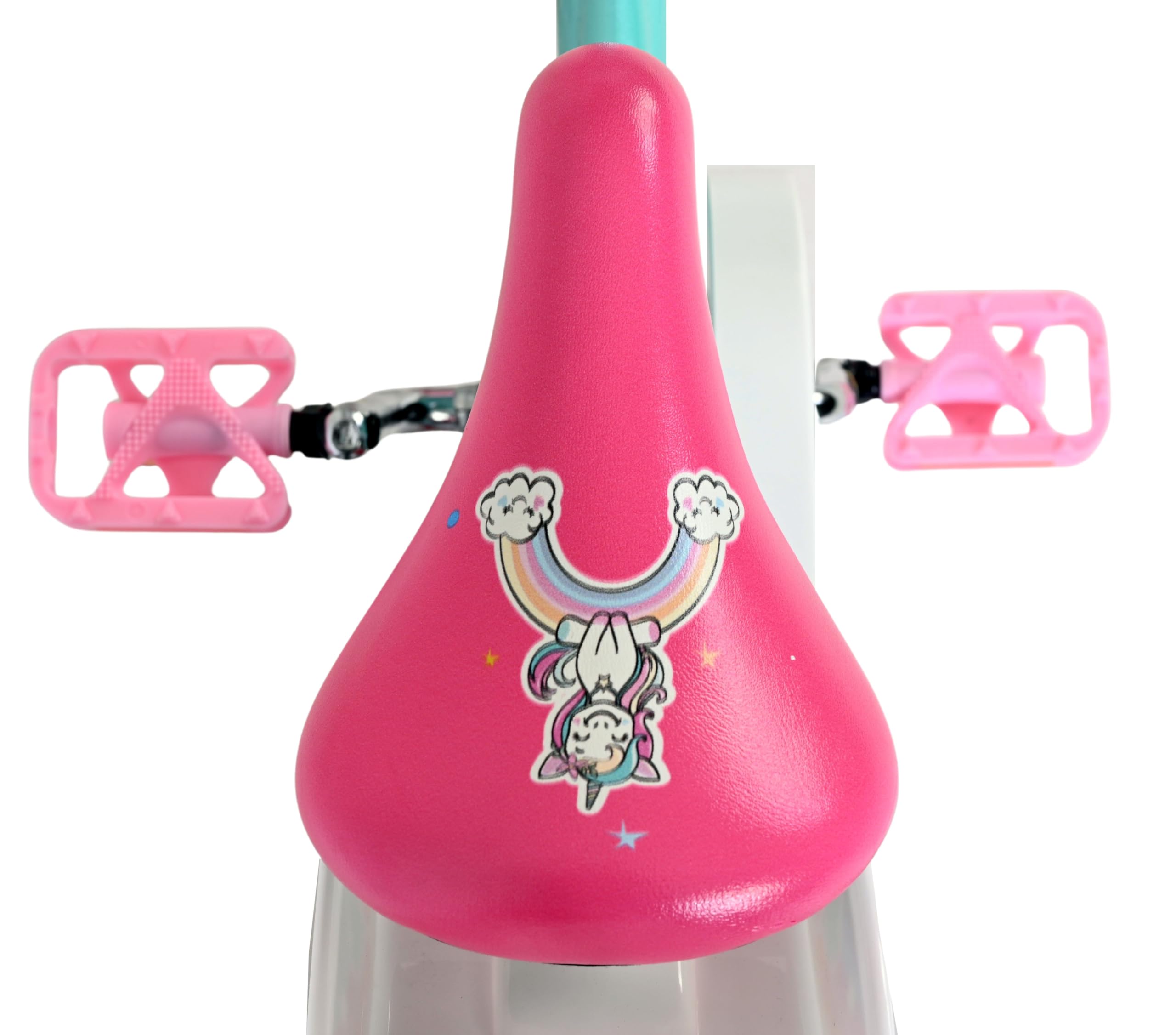 Volare Einhorn Kinderfahrrad Green | 3,5–5 Jahre | 14-Zoll-Räder | Hand- & Rücktrittbremse | Stützräder | Verstellbarer Sattel | Puppensitz Achter & Korb voor | Geschenk voor meisjes