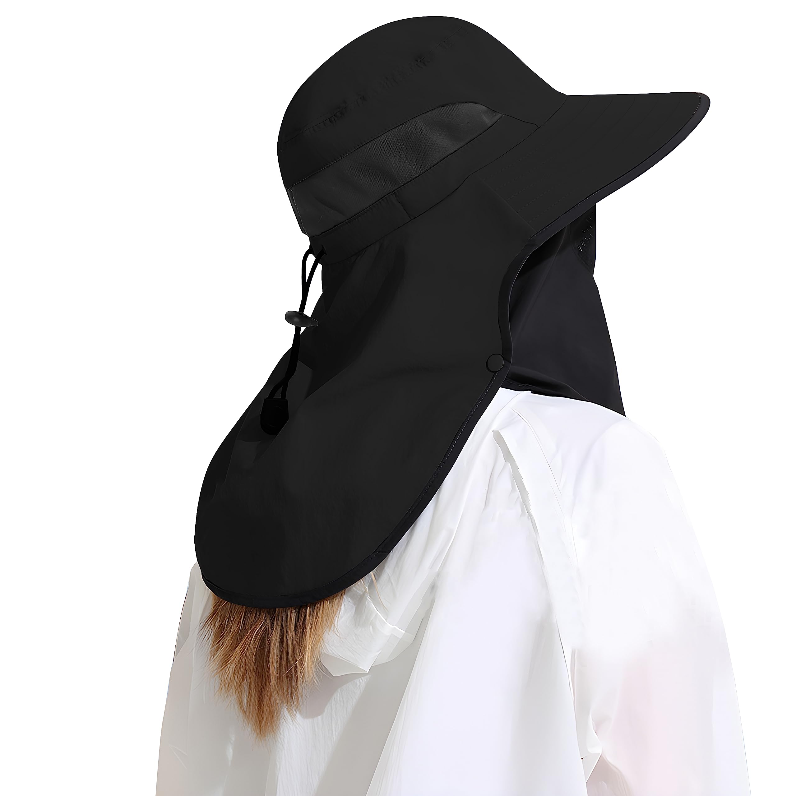Outdoor Sun Hat Detachable Neck Face Flap UPF 50+UV Protection Visor Fishing Hats with Neck Flap for Men & Women