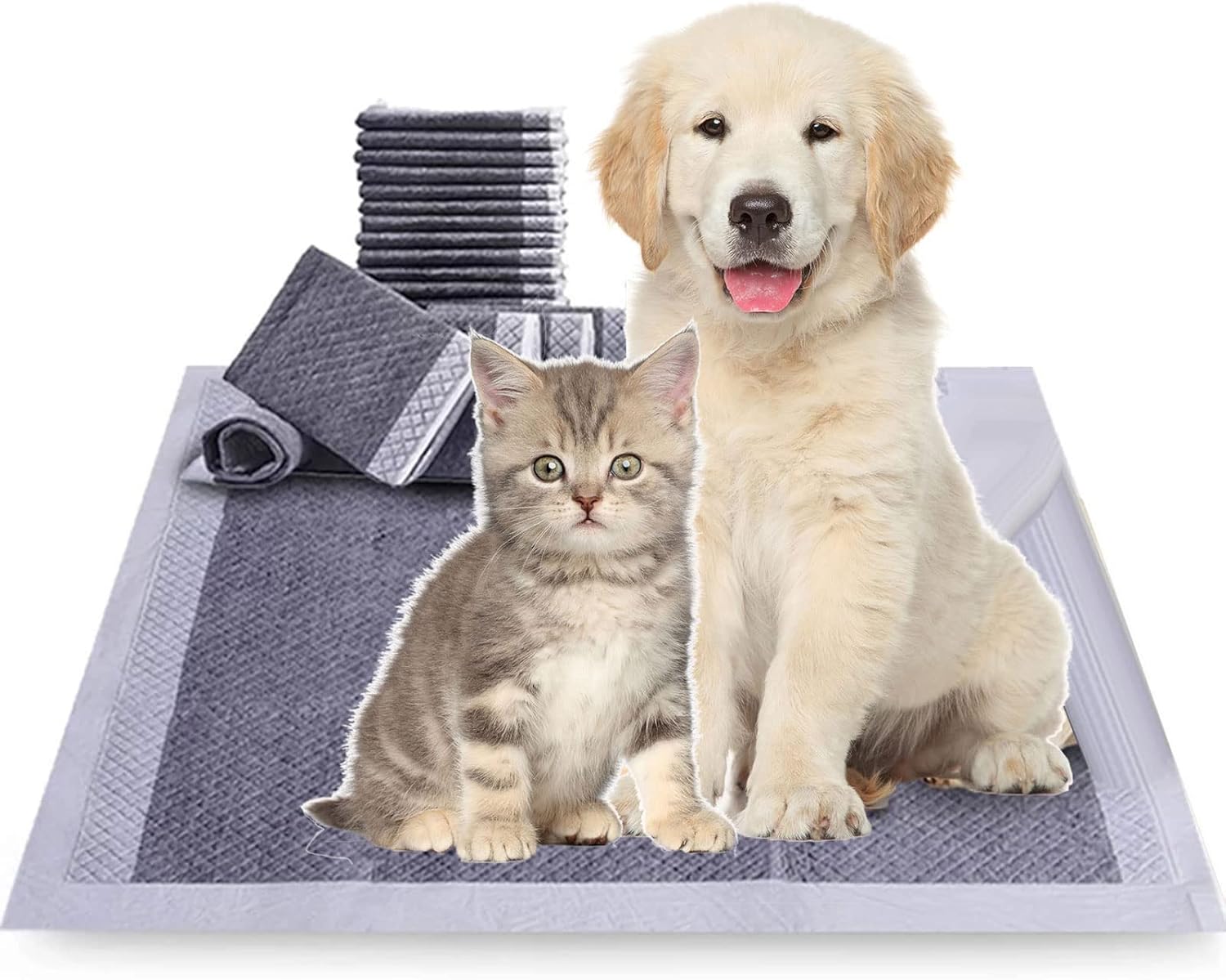 kingsea Pet Pee Pads Dog and Puppy Training Pads, Disposable Charcoal Puppy Pads with Odor Control, 50 Count Super Absorbent Pee Pads for Dogs, Cats, Rabbits, 17.7"x23.6"