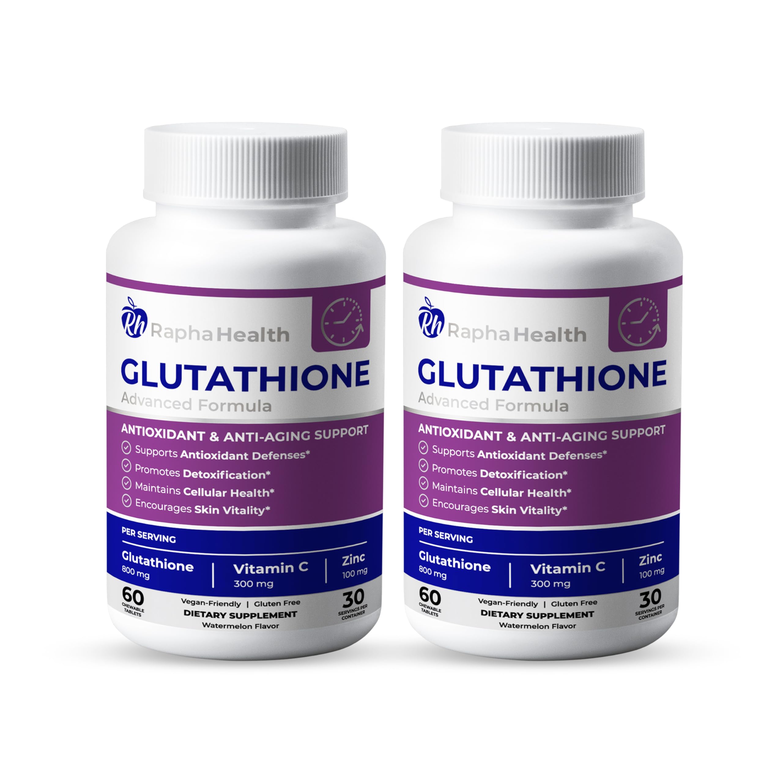 Twin Pack Glutathione Enhanced with Vitamin C & Zinc | Advanced Antioxidant & Immune Support | Detox & Skin Health Formula | 120 Tablets - Two (2) Month Supply