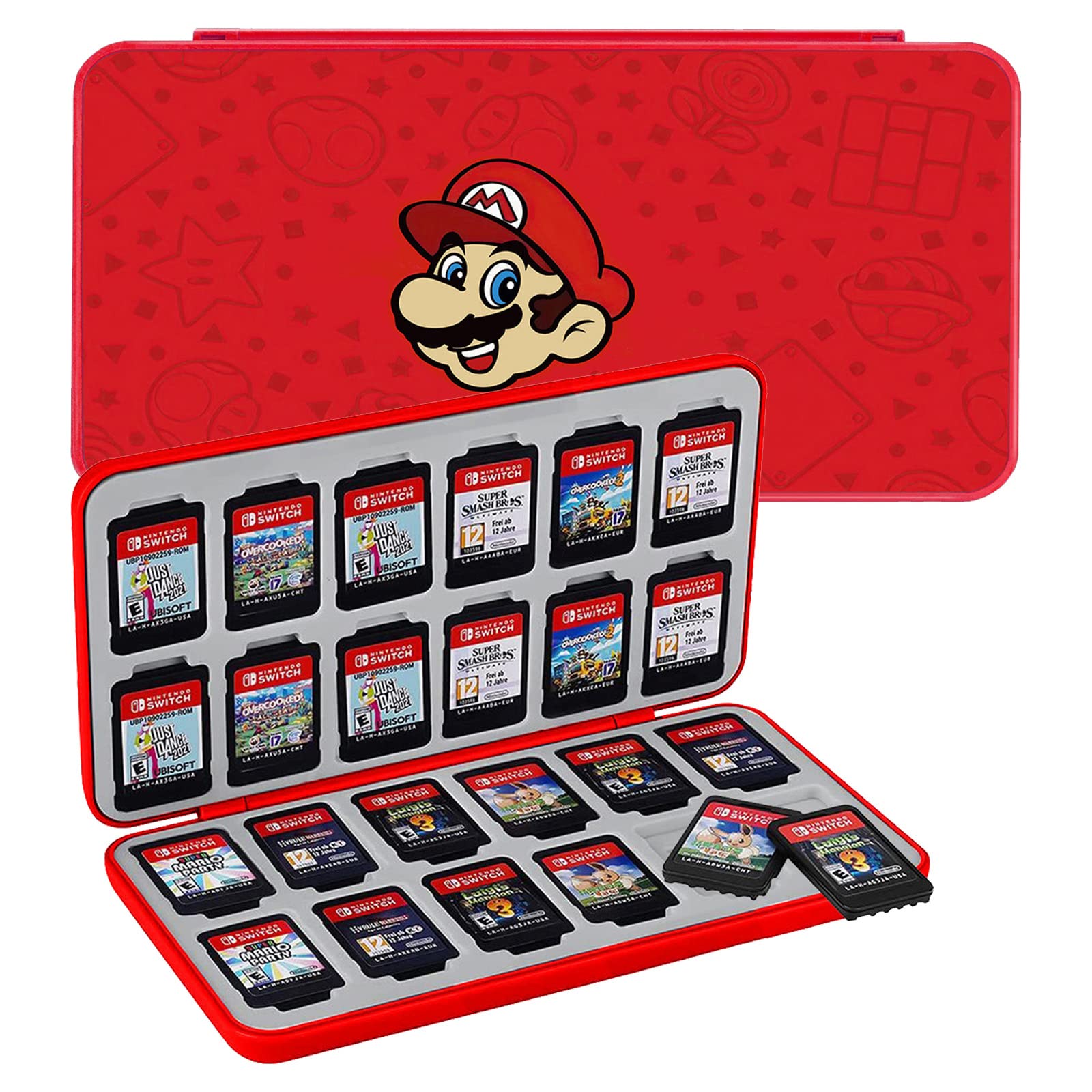 Switch Tarjeta De Juego Funda De Almacenamiento Titular Portátil Antigolpes, 24 Ranuras para Cartuchos De Juego Nintendo Switch OLED Model/Switch/Switch Lite Caja Organizador Contenedor