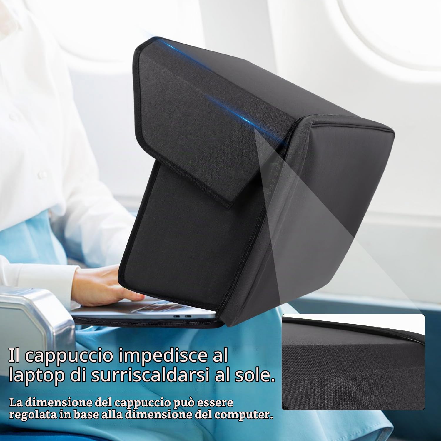 Parasole per computer portatile, leggera, protezione solare abbagliante per la privacy, per lavorare all'aperto, parasole pieghevole e portatile, copertura per computer portatile con