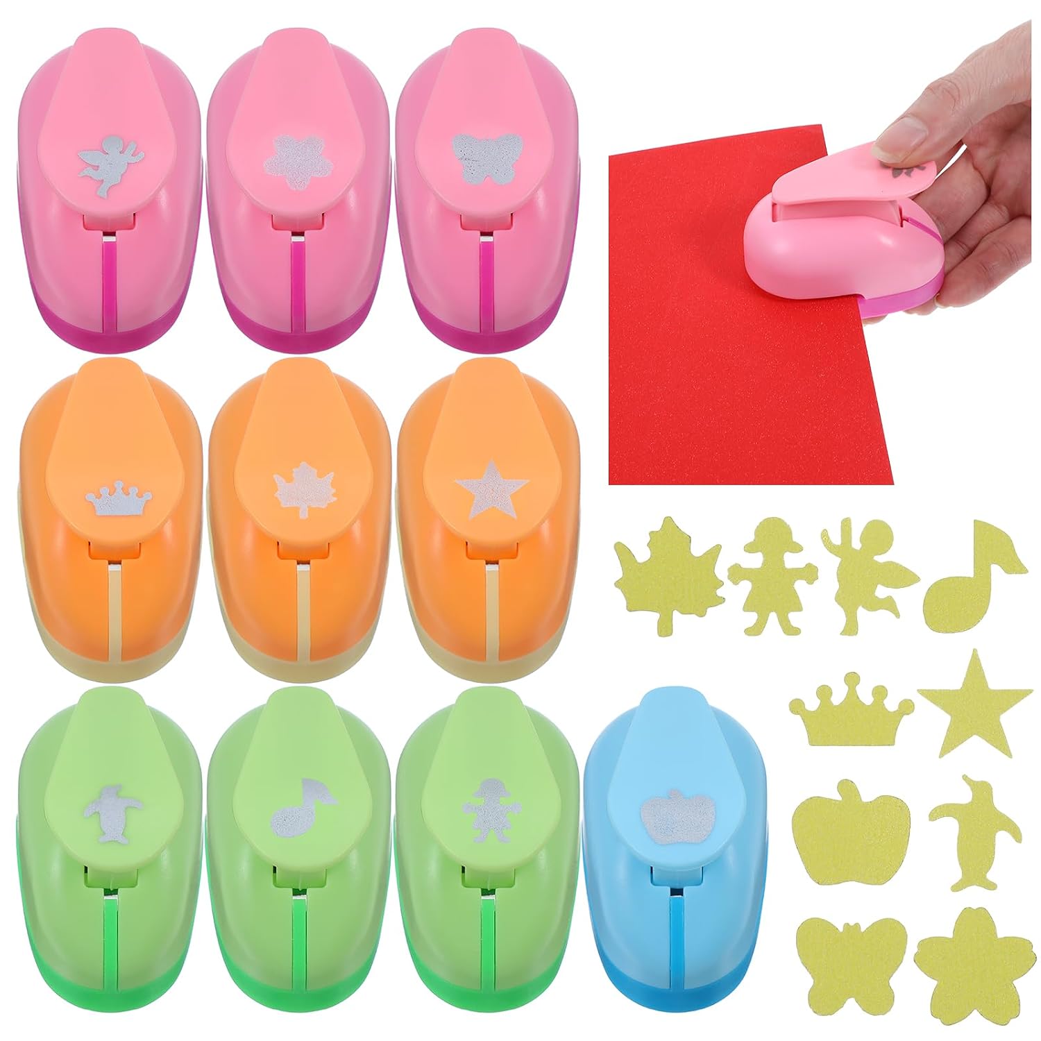 10 Pcs Craft Hole Punch Decorative Scrapbook Paper Puncher Set Paper Punch Hole Mix Shapes Cutters for Papers Crafting Scrapbooking Office Supplies (Colorful)