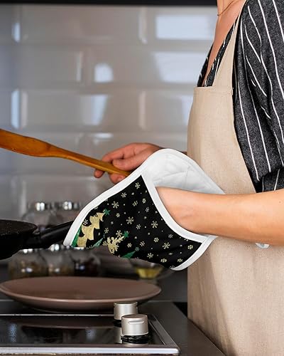 Miniatura 5 de Juego de 5 agarraderas de tela de toalla para cocina, antideslizantes y aislantes de calor, con bolsillo, guantes gruesos para horno, posavasos para