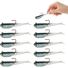 10PCS Saltwater Soft Plastic Lures for Fishing Small Bass Shad Rubber Swim Baits with Hook Fake Plastics Hookup Bait Inshore Lure for Salt Water Fishing