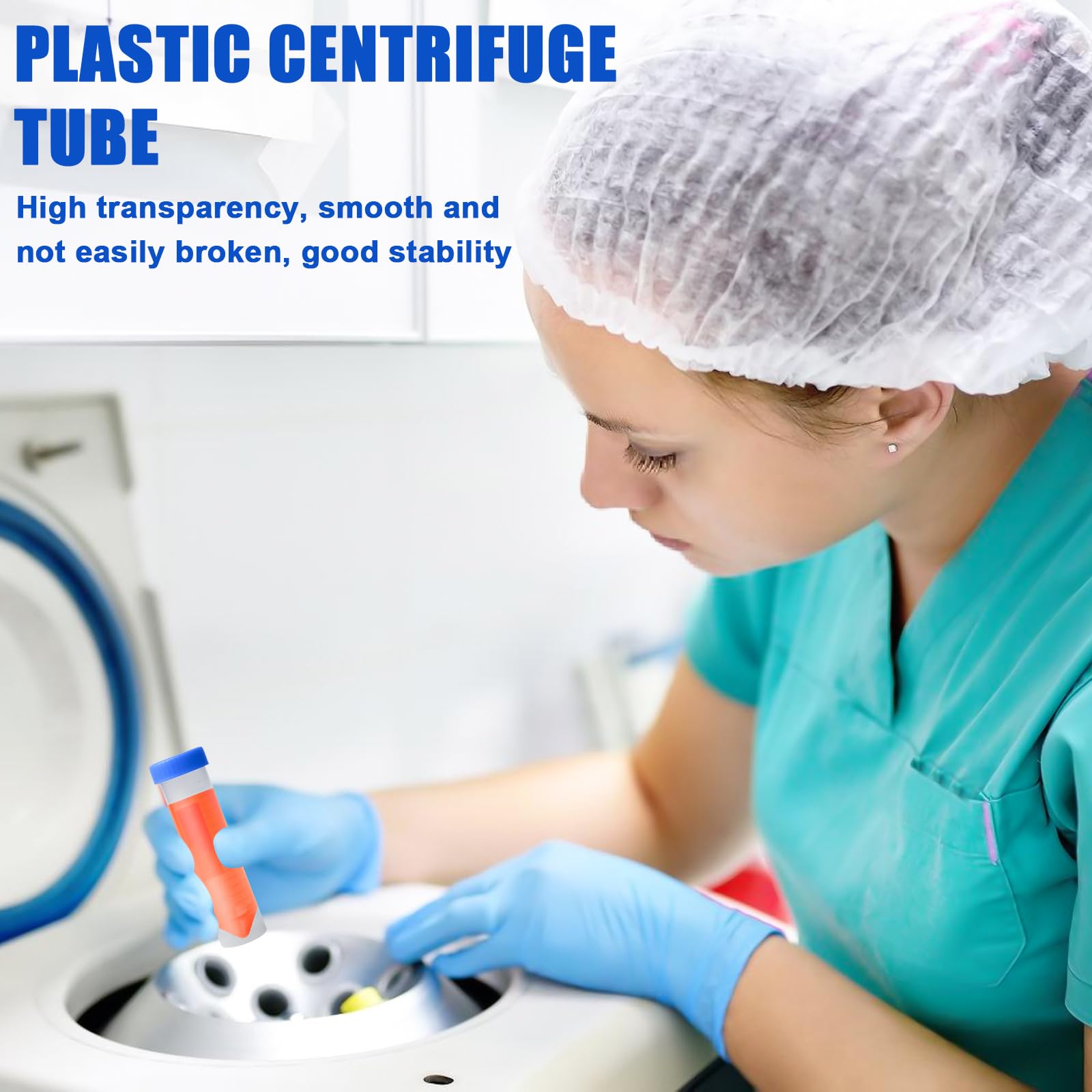 50pcs 50ml Reagenzglas Kunststoff Zentrifugenröhrchen, Blau Reagenzglas Zentrifugenröhrchen mit Schraubverschluss Abgestuften Probenbehälter für Labor Chemie Experimente, Konische + Flachboden (Blau)