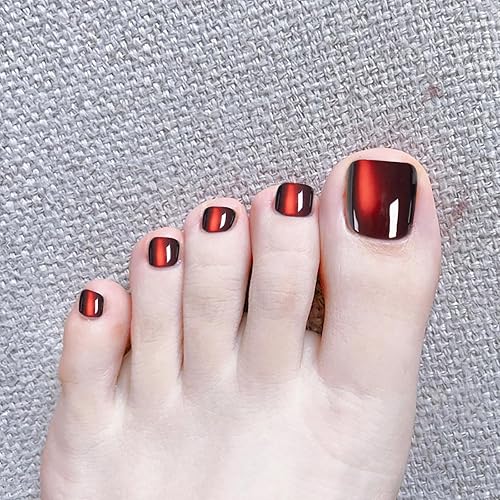 Uñas postizas hechas a mano, color rojo vino, uñas postizas cuadradas cortas con diseño de cobertura completa, acrílicas, lindas uñas de verano, 24 disponible en Yaxa Mexico