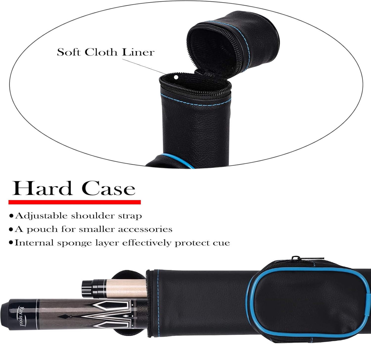 Pool Cue Stick Low Deflection Shaft Billiard Cue Stick with Hard Case 19-20 oz Professional Pool Stick (Missing PCs)