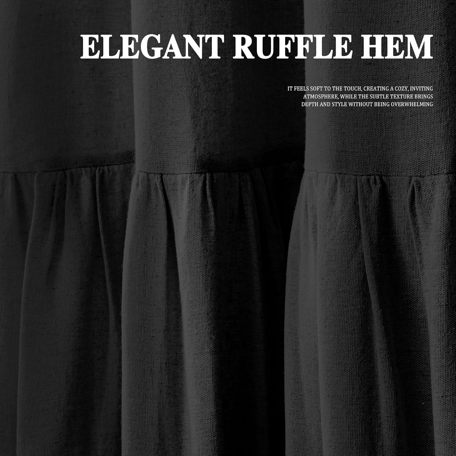Farmhouse Ruffle Hem Shower Curtain 183x198cm Linen Style Vintage Rustic Bathroom Decor，Beige