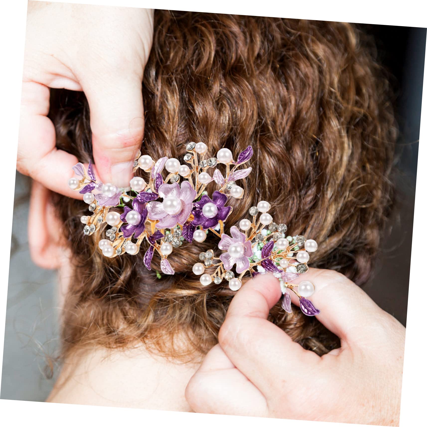 Purple Rhinestone Headpiece for Women Wedding Bridal Hair Accessory Amazon.com : Aneneiceera Pearl Bride Wedding Hair Pins  main image 2