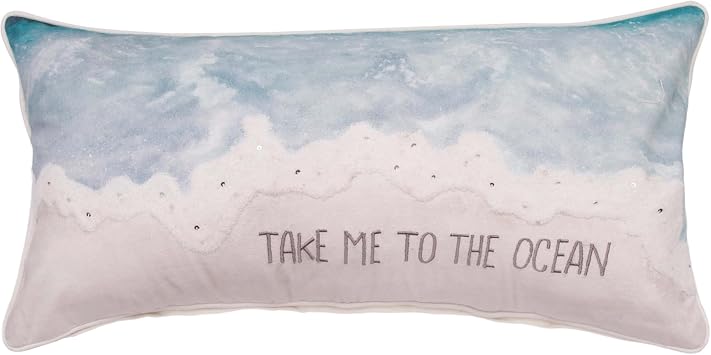 C&F Home Take Me to The Ocean Phrase Cotton Blend Accent Pillow 12" x 24" All Seasons Summer Nautical Coastal Beach House Home Living Room Sofa Couch Chair Bed Bedroom Decor Decoration 12" x 24" Blue