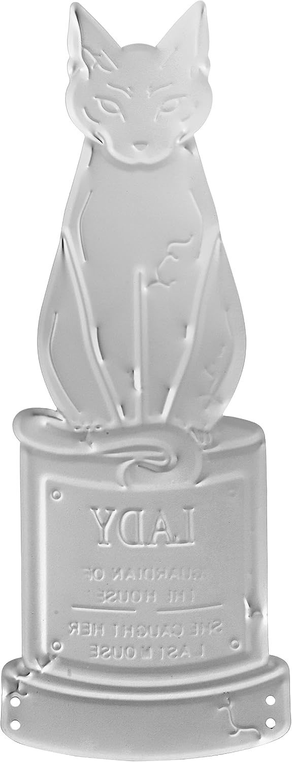 3-D Metal Halloween Pet Cemetery XL 17" Tombstone w Stakes -RIP Lady (Cat)- Durable, Rustproof, UV Raised Printing- Upgrade Your Haunted House Mansion Party Lawn Decor- No More Flimsy Foam Graveyards
