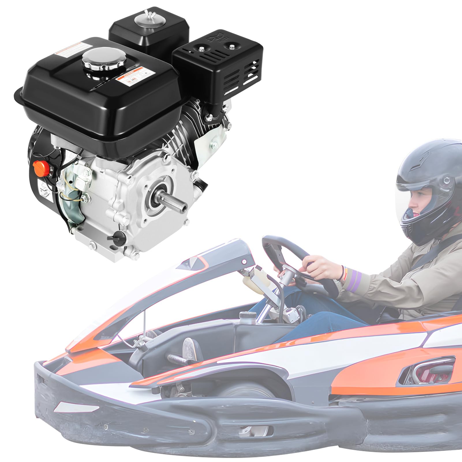 Gas Engine 4-Stroke, 6.7HP Petrol Go Kart Replacement, 210CC 3600rpm Engine Motor for Compressor Scarifier Lawnmower Pump Generator Mower, Gasoline Type: 92#, 95#