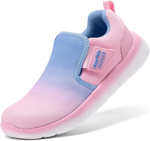 DREAM PAIRS Jungen Mädchen Schuhe Kinder Slip-On Tennis EZ-Ons MightyMovers Lauf- und Sportbarfußschuhe mit Nullabsatz,Size 38.5,Rosa/Blau,Luca