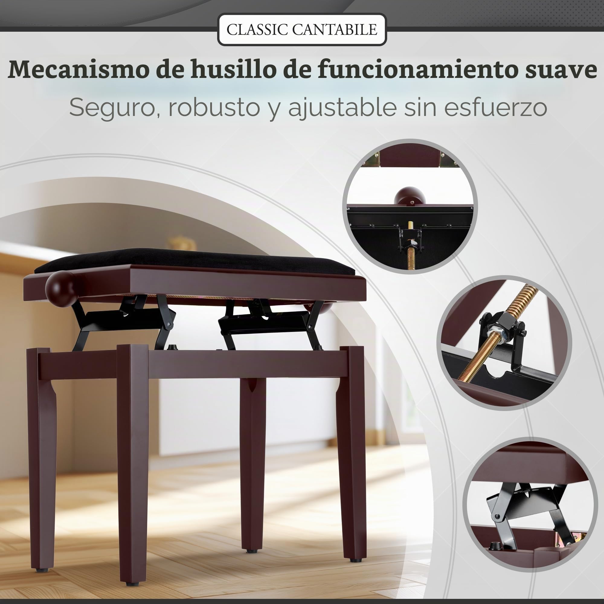 Classic Cantabile Banco para Piano Palisandro Mate