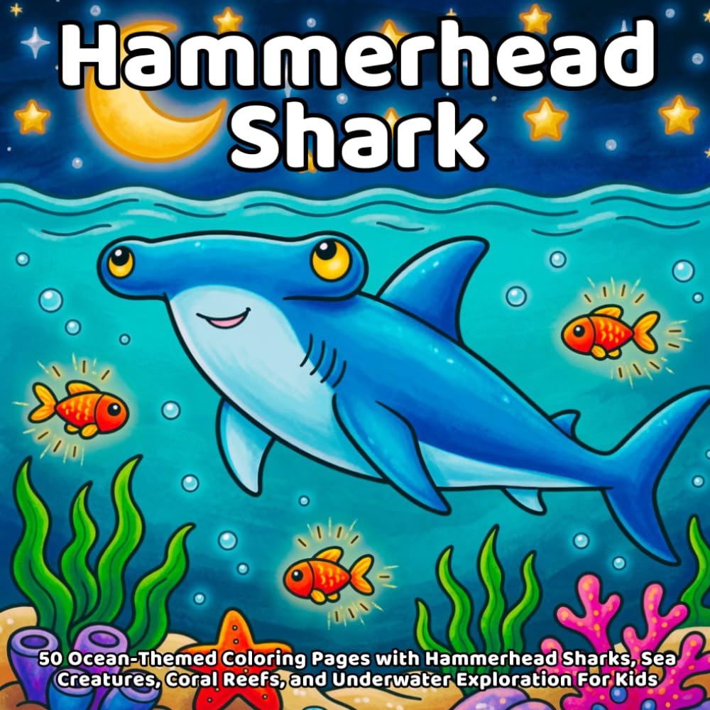 Hammerhead Shark Coloring Book: 50 Ocean-Themed Coloring Pages with Hammerhead Sharks, Sea Creatures, Coral Reefs, and Underwater Exploration For Kids