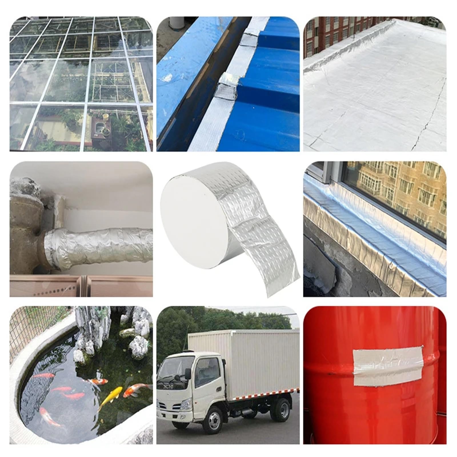 Cinta impermeable de butilo, Cinta butílica del agua papel de aluminio for tamaños múltiples la reparación fugas(10cmx10M)