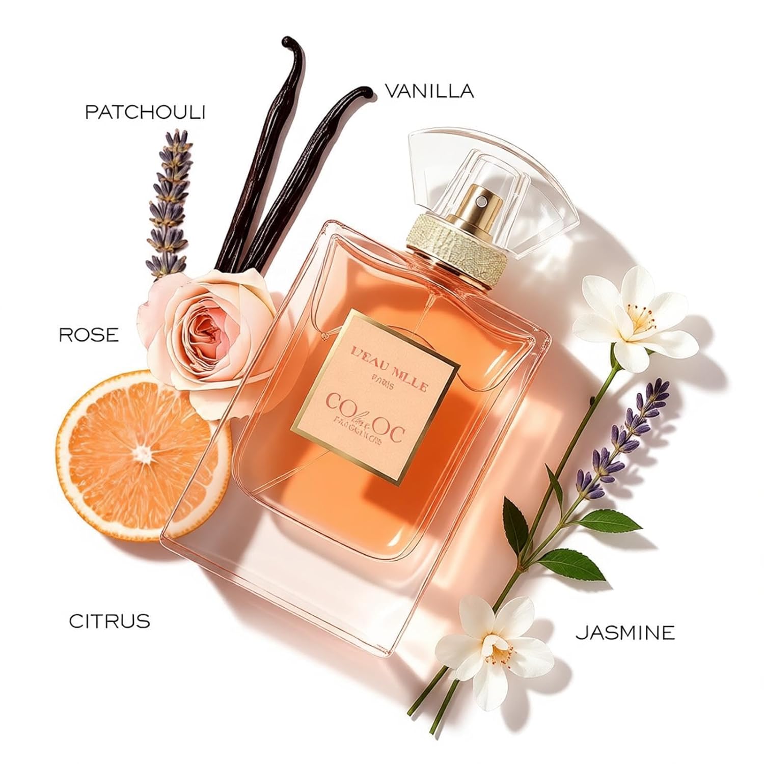 L'EAU MLLE Paris Eau de Parfum - Inspired by C. Coco Mademoiselle, Fresh & Floral Oriental Notes Of Citrusy, Rose Essence, Warm Vanilla & Earthy Patchouli, Long Lasting Women‘s Perfume,Precious Gift